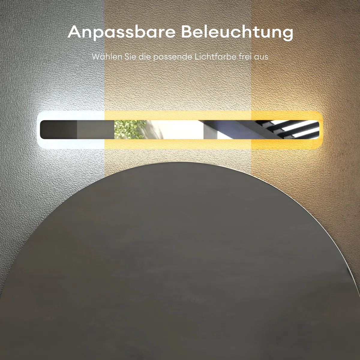 Mai & Mai Spiegelleuchte 40cm 3000K-6000K LED Badezimmer Lampe, 3 Farben Dimmbar Spiegellampe Schminkleuchte Chrom 14W LumaRay