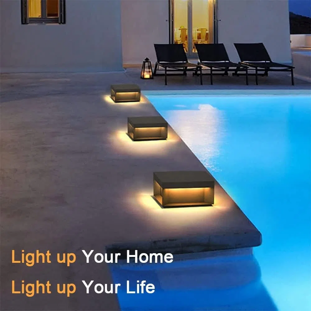 Pfostenleuchten Außenbereich Quadratische moderne Pfostenleuchte for draußen 3000K LED Zaun Deck Säule Cap Lampe IP65 Wasserdicht Patio Pole Pillar Laterne for Landschaft Garten flache Oberfläche(30*1