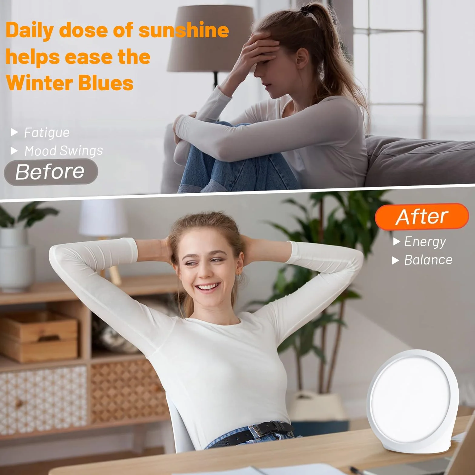 Einstellbare Tageslichtlampe 10000 Lux, Simulieren Daylight Energieschub, UV-freie LED Lichttherapielampe, Sonnenlicht Lampe für Zuhause/Büro,3 Farbtemperaturstufen&5 Helligkeitsstufen