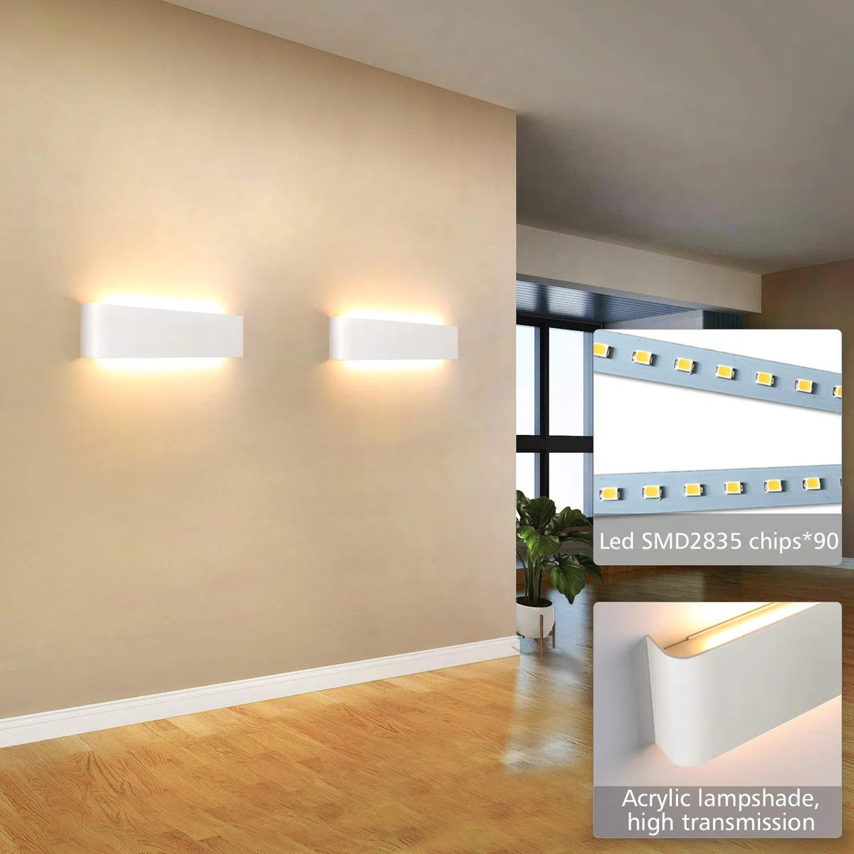 Lightess 18W 40CM wandlampe innen led wandleuchte Weiß Flurlampe | Up Down IP44 3000K 1800LM Warmweiß flickerfrei, Alu AC85-266V, für Wohnzimmer Schlafzimmer Flur Treppenhaus