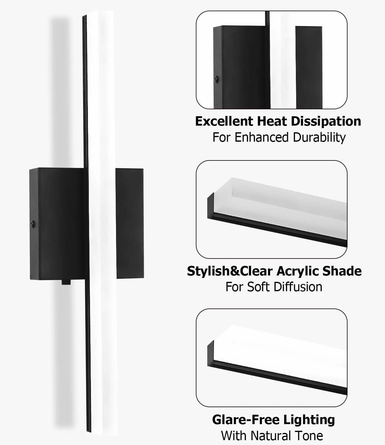 Spiegelleuchte Bad 40CM, Badezimmer Lampe 3000-6000K mit Farbtemperaturregelung, LED Badlampe Für Spiegel, Spiegellampe Mit Acrylschirm, Energiesparend & Langlebig, Wandleuchte Für Behagliche Stimmung