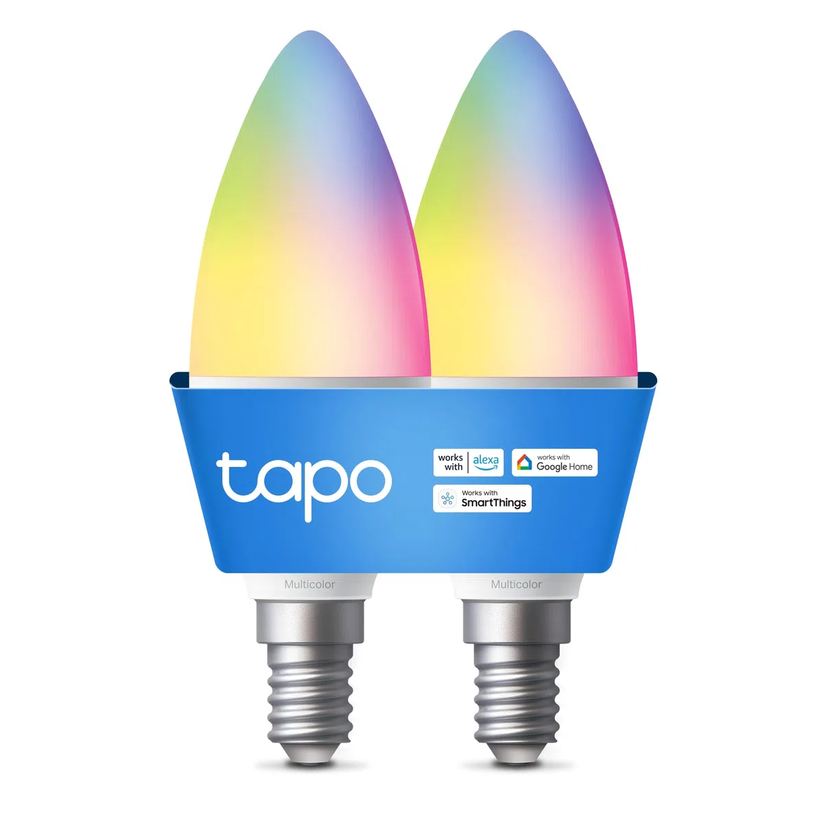 Tapo L430C(2-Pack) Smarte WLAN Glühbirne E14, 470 Lumen, 16 Mio. Farben, dimmbar, Zeitplan & Timer, Energieüberwachung, Kompatibel mit Alexa, Google Assistant und Samsung SmartThings
