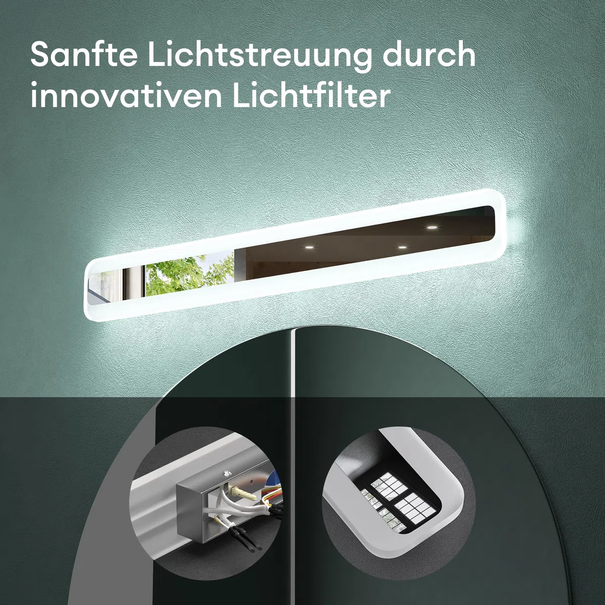 Mai & Mai Spiegelleuchte 40cm 3000K-6000K LED Badezimmer Lampe, 3 Farben Dimmbar Spiegellampe Schminkleuchte Chrom 14W LumaRay