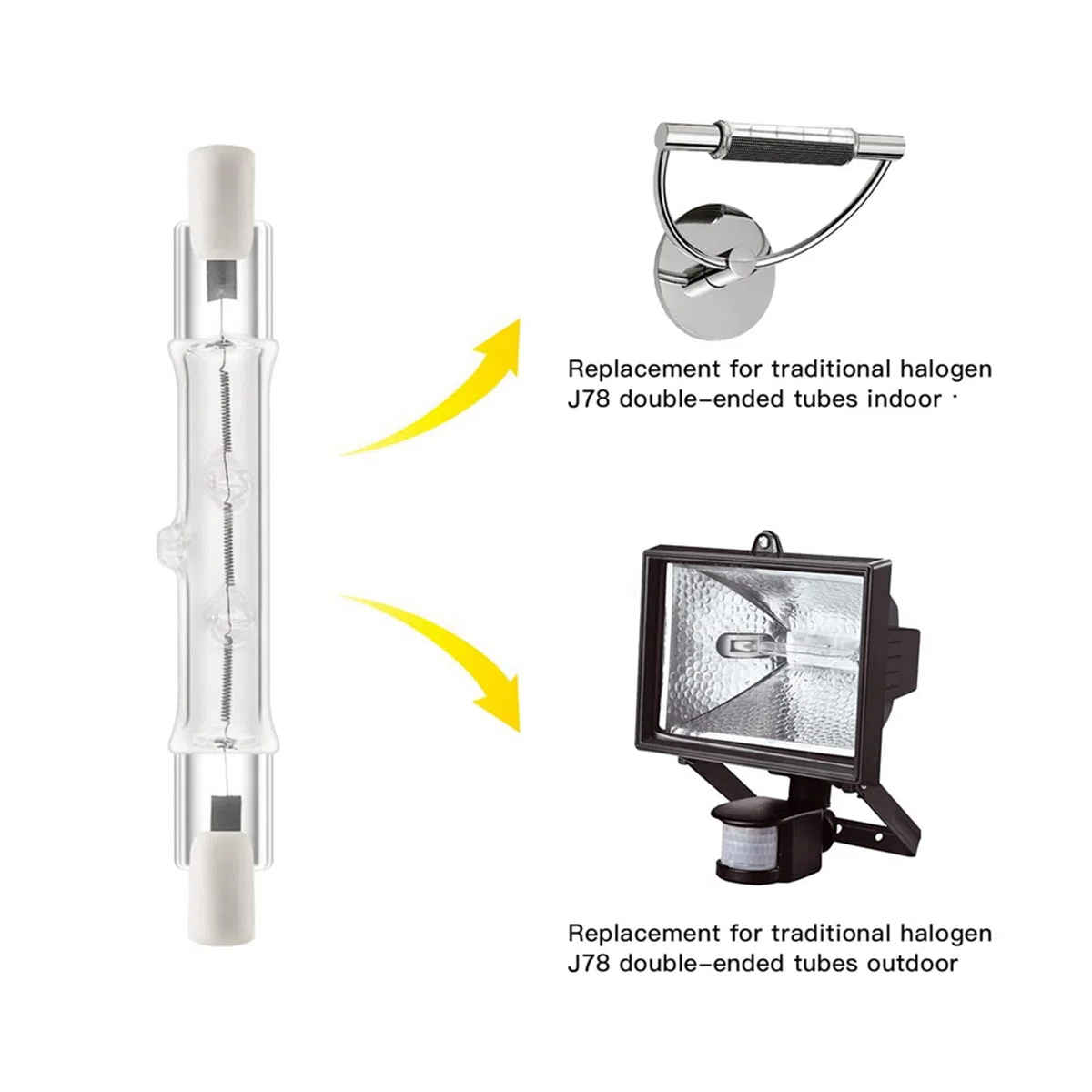 100Er-Pack R7S 118 mm 300 W 230 V, R7S Halogen-Linear-GlüHlampe, Dimmbare Halogenlampe für Bauarbeiten, Landschaftsbeleuchtung