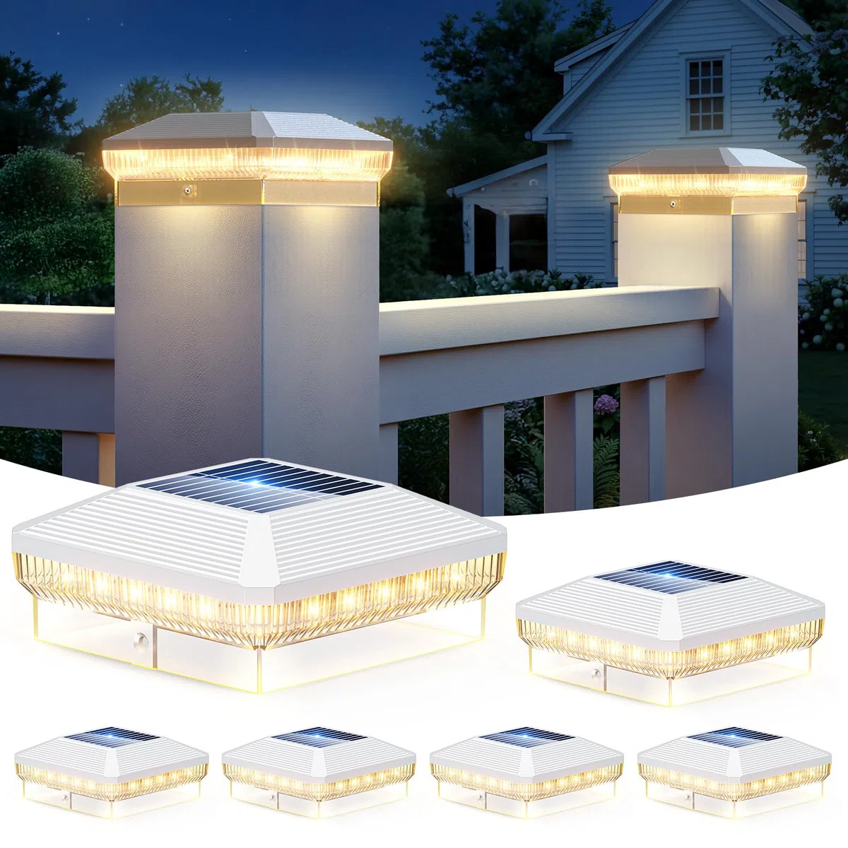 Solar-Pfostenkappenleuchten für den Außenbereich, 40 LEDs, Zaunpfosten, Solarleuchten für den Außenbereich mit 3 Modi, 30 Lumen, wasserdicht, Deck-Zaunpfosten, solarbetrieben, für 4 x 4, 3,5 x