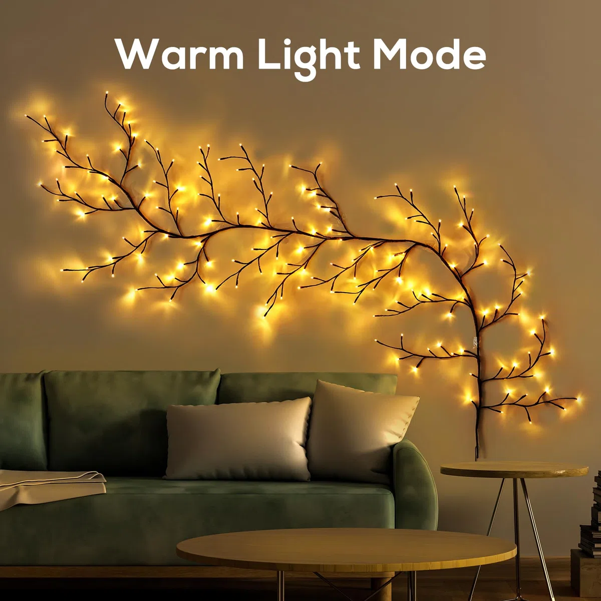 YCoisini Verzauberte Weidenrebenlichter für Heimdekoration, 160 LEDs, sprachaktiviertes Licht (Kaffee)
