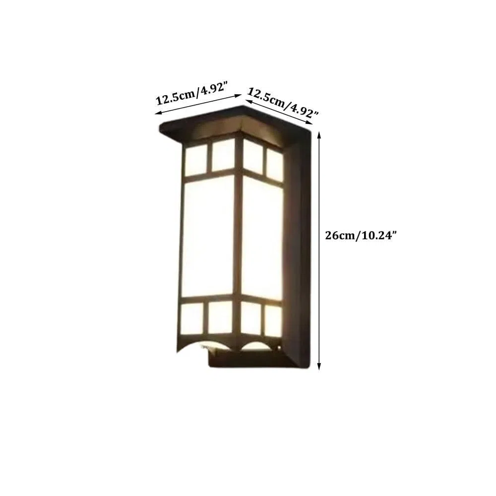 Neue chinesische schwarze 2er-Packung Wandleuchten for den Außenbereich, Acrylschirm, Wandleuchten, Aluminiumgehäuse, geometrisches Design, Wandlampe for Veranda, Deck, Zaun, Terrasse, Garten(2 Packs)