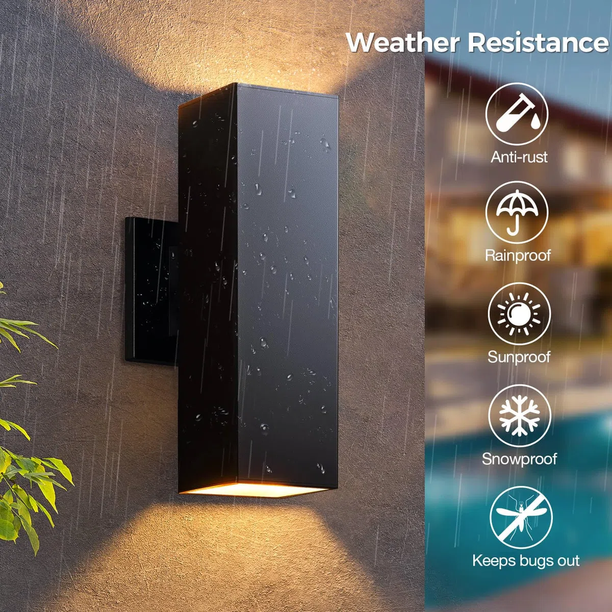 KIZON - 2 Stück intelligente Veranda-Lichter, moderne Außenleuchten, Farbwechsel-App-Steuerung mit Fernbedienung, dimmbare RGB-Wandleuchten für