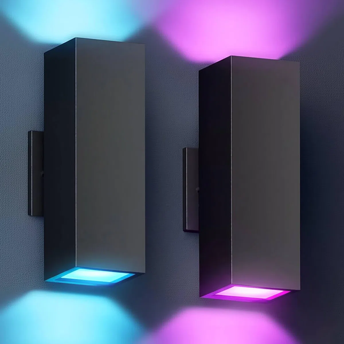 KIZON - 2 Stück intelligente Veranda-Lichter, moderne Außenleuchten, Farbwechsel-App-Steuerung mit Fernbedienung, dimmbare RGB-Wandleuchten für