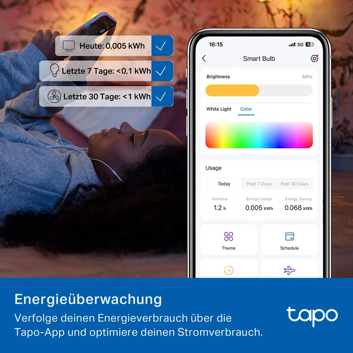 Tapo L430C(2-Pack) Smarte WLAN Glühbirne E14, 470 Lumen, 16 Mio. Farben, dimmbar, Zeitplan & Timer, Energieüberwachung, Kompatibel mit Alexa, Google Assistant und Samsung SmartThings