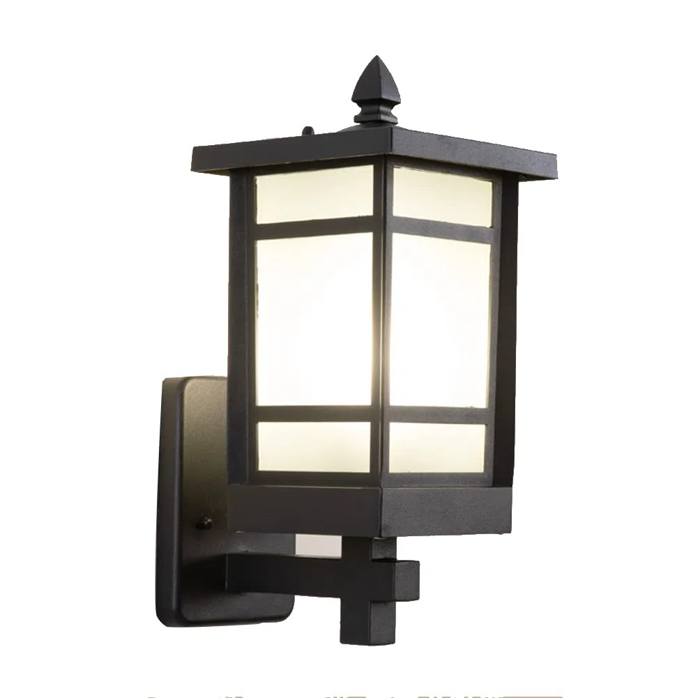 Außenwandleuchten, schwarzes Aluminium, E27, Außenwandleuchte, Glas-Lampenschirm, wasserdicht, IP44, externe Veranda-Beleuchtung für Haus, Garten, Hinterhof, Terrasse, Balkon