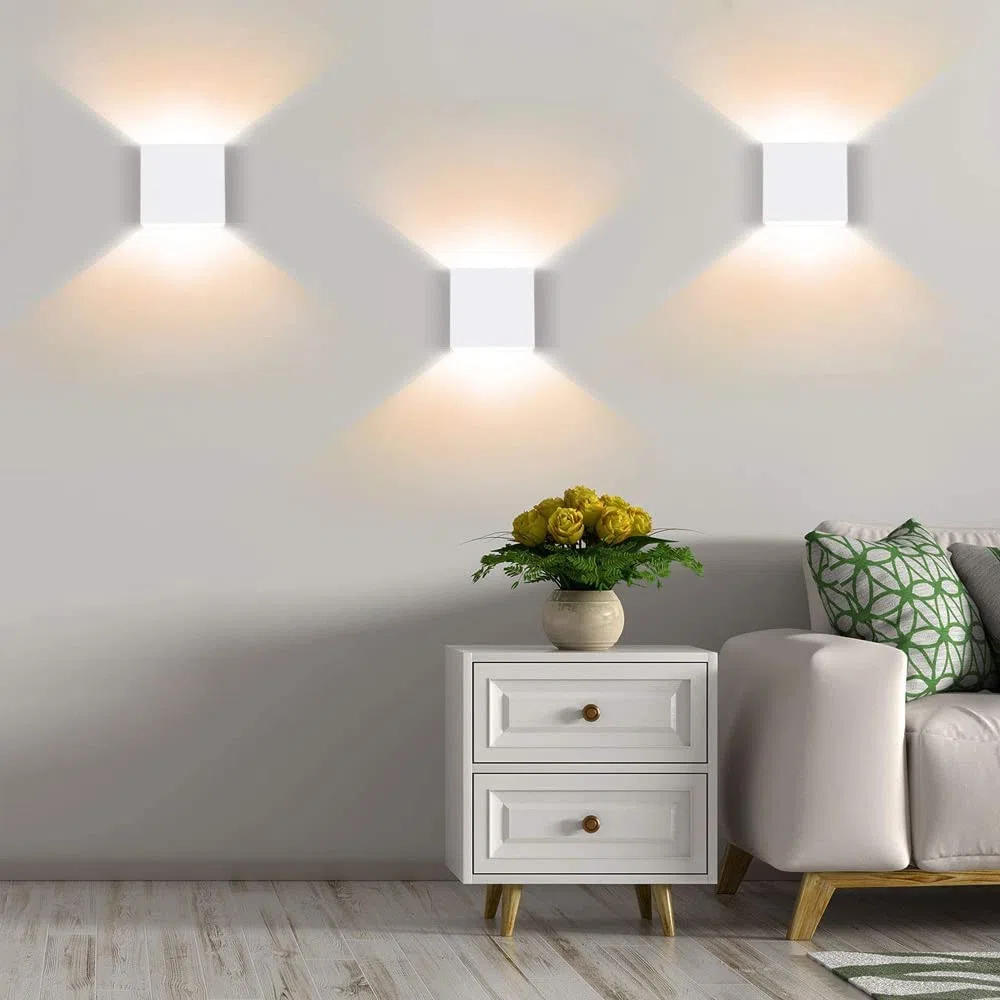 CHEVVY 2 Stück LED Wandleuchte Innen Weiße 7W Moderne LED Wandleuchte Up and Down Leuchten Aussen Aluminium Flurlampen Warmes Weiß 3000K Wandlampen