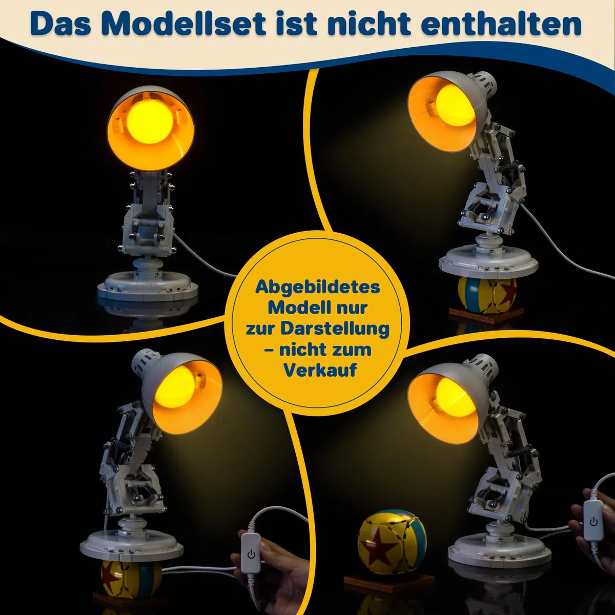 LocoLee Beleuchtungsset kompatibel zu Lego 21357 Pixar Luxo Jr (KEIN Lego-Set) Sonderanfertigung, Touchschalter, dekorative Ausführung, Beleuchtungsset