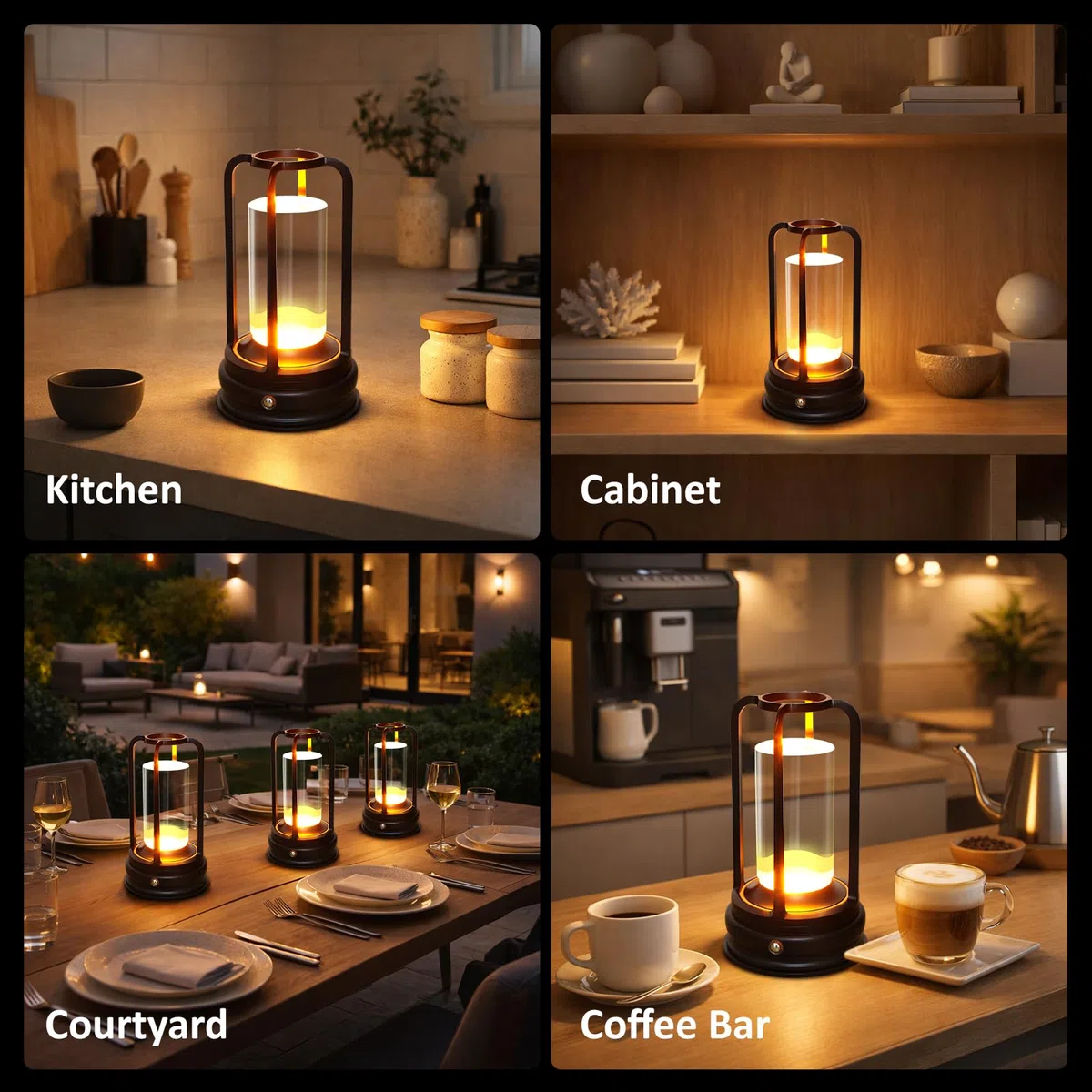 Kangtaixin LED Tischlampe kabellos, Dimmbare Akku-Tischlampe mit Touchsteuerung, 3 Lichtfarben, Nachttischlampe aus Metall, für Schlafzimmer & Wohnzimmer, 1er Pack, Schwarz