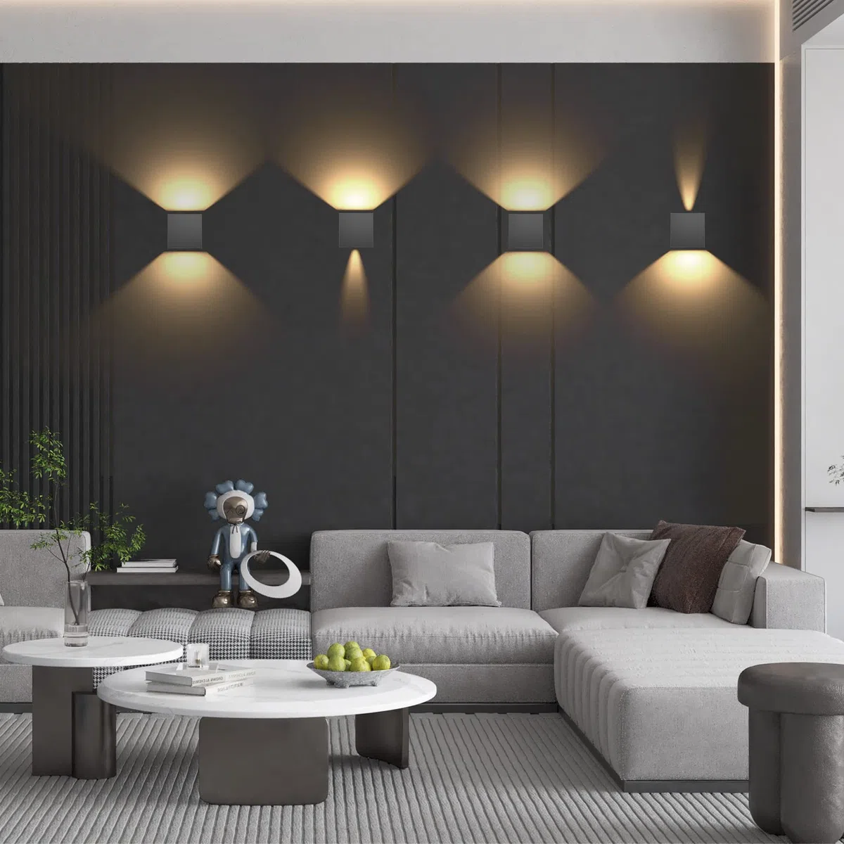 K-Bright 8PCS Außenlampe Auf und ab Einstellbarer Lichtstrahl, Dunkelgrau