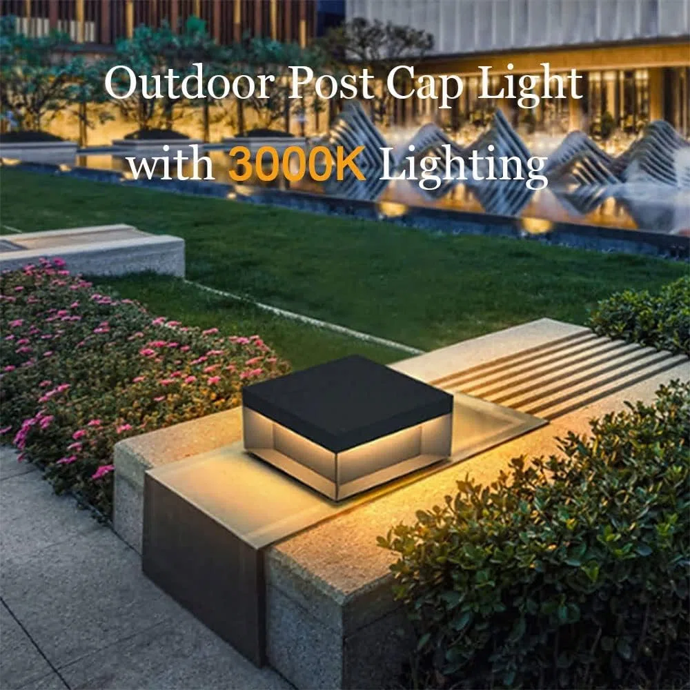 Pfostenleuchten Außenbereich Quadratische moderne Pfostenleuchte for draußen 3000K LED Zaun Deck Säule Cap Lampe IP65 Wasserdicht Patio Pole Pillar Laterne for Landschaft Garten flache Oberfläche(30*1